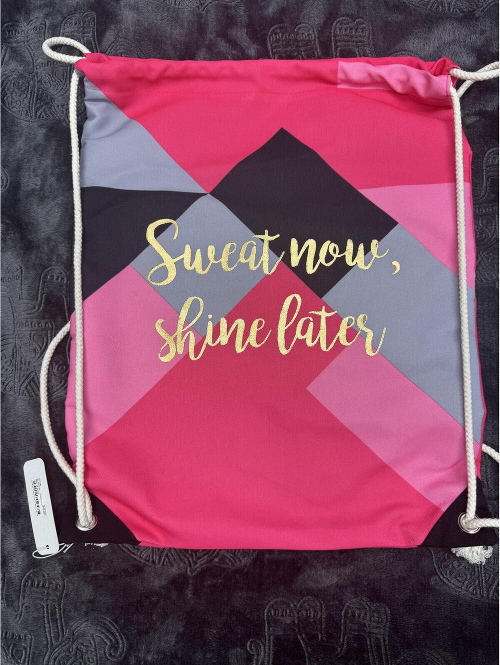 Charming Charlie Multicolor Drawstring Backpack Bag "Sweet now, shine later"